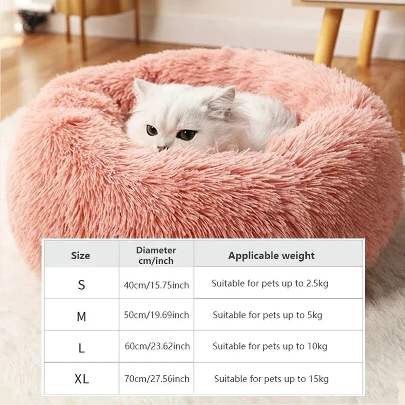 Cama Redonda de Peluche para Perros y Gatos – 40-70cm, Suave, Cálida y Lavable