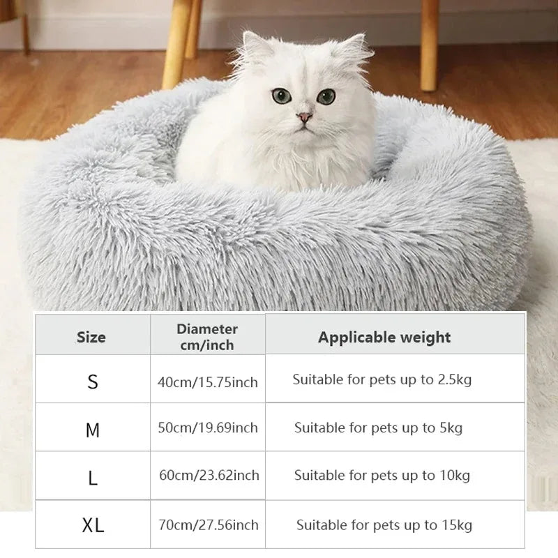 Cama Redonda de Peluche para Perros y Gatos – 40-70cm, Suave, Cálida y Lavable
