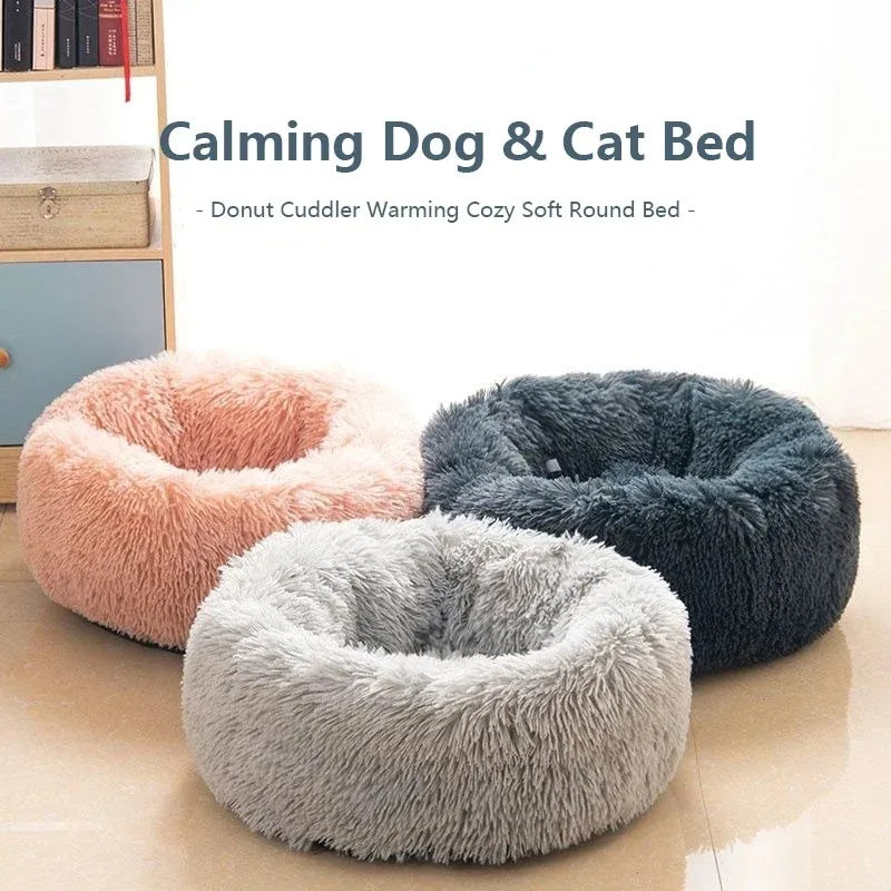 Cama Redonda de Peluche para Perros y Gatos – 40-70cm, Suave, Cálida y Lavable