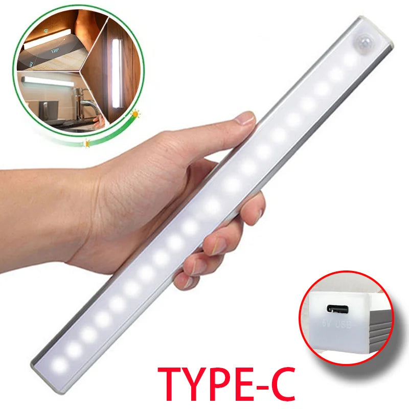 Luz LED con Sensor de Movimiento – Recargable USB-C | Closet, Escaleras y Cocina